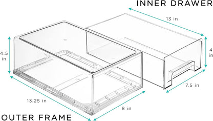 Sorbus Clear Stackable Storage Drawers for Refrigerator (Medium, 2 Pack)