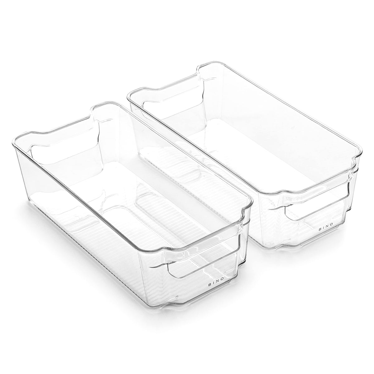 BINO | Stackable Storage Bins, Small - 2 Pack | THE STACKER COLLECTION | Clear Plastic | Built-In Handles | BPA-Free | Containers for Organizing Kitchen Pantry | Multi-Use Organizer