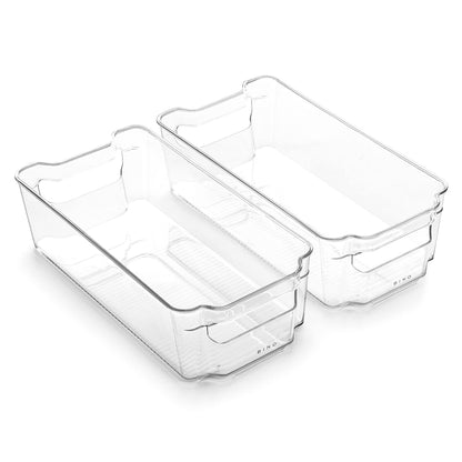 BINO | Stackable Storage Bins, Small - 2 Pack | THE STACKER COLLECTION | Clear Plastic | Built-In Handles | BPA-Free | Containers for Organizing Kitchen Pantry | Multi-Use Organizer