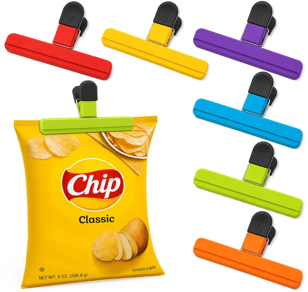 8 Pack Chip Clips Bag Clips, Food Clip for Food Storage|4 x L,4 x S
