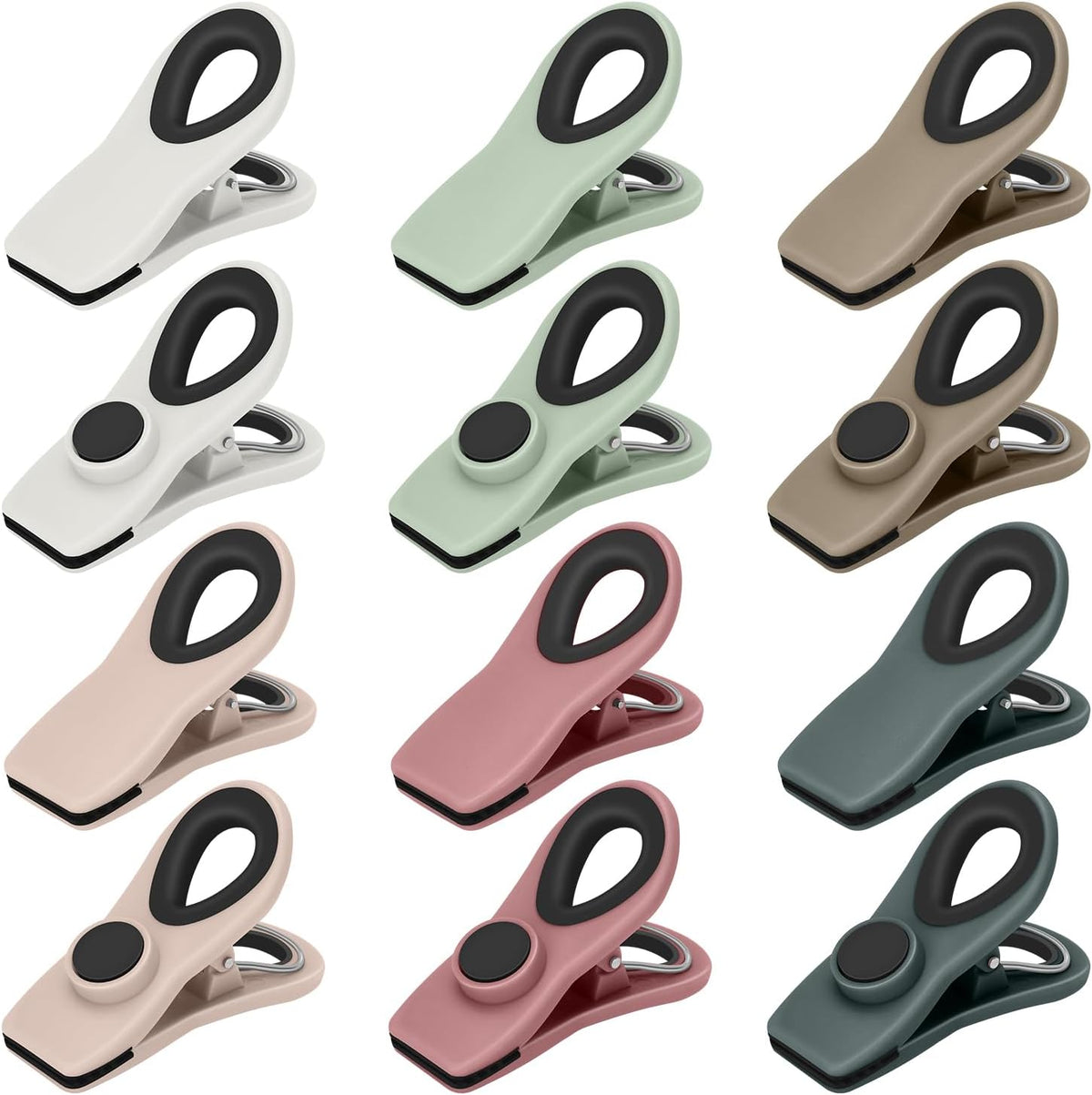TACGEA Chip Clips, Magnetic Chip Bag Clips for Food Storage, 12 Pack, Black