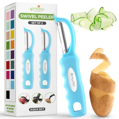 Spring Chef Original Swivel Vegetable Peeler with Soft Grip Handle, Black