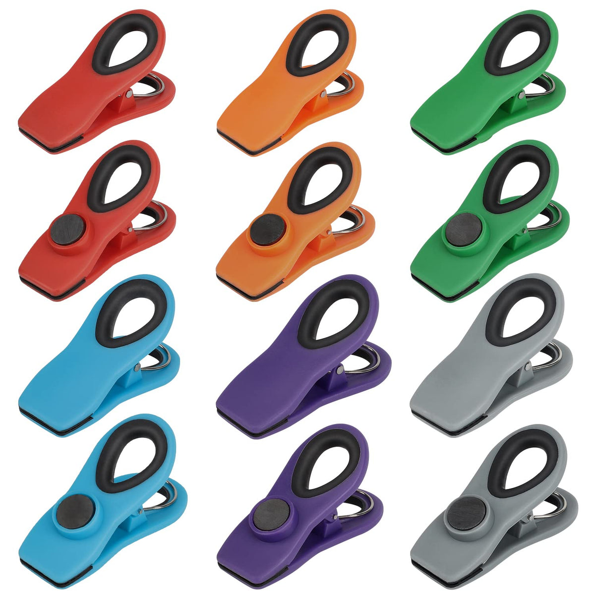 TACGEA Chip Clips, Magnetic Bag Clips for Food Storage, 12 Pack, Neutral