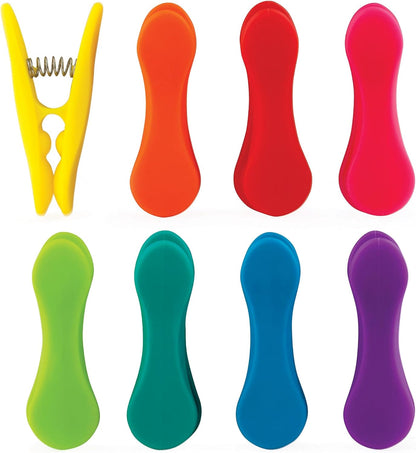 Kikkerland Rainbow Bag Clips (Set of 8), Multicolor