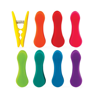 Kikkerland Rainbow Bag Clips (Set of 8), Multicolor
