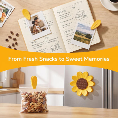 Sunflower-Shaped Magnetic Chip Clips, Petal Style Bag Clips