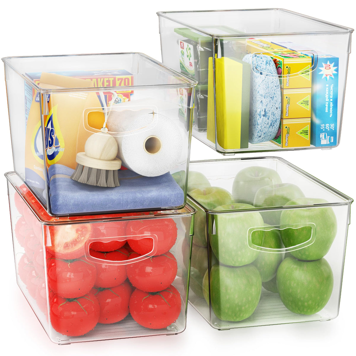 theaoo Large Clear Storage Bins with Lids, Stackable Containers, 8 Pack