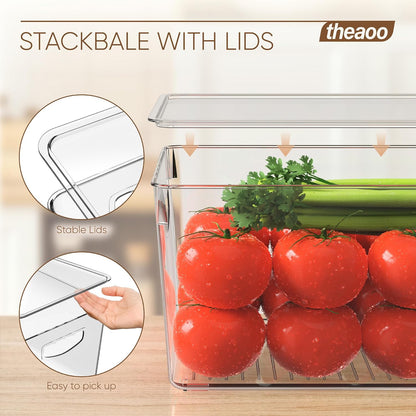 theaoo Large Clear Storage Bins with Lids, Stackable Containers, 8 Pack