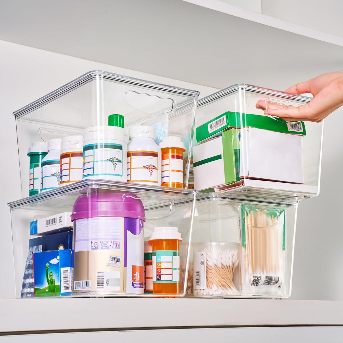 theaoo Large Clear Storage Bins with Lids, Stackable Containers, 8 Pack