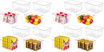 YIHONG Clear Pantry Storage Organizer Bins, 10 Pack Plastic Food Storage Bins with Handle for Kitchen,Refrigerator, Freezer,Cabinet Organization and Storage