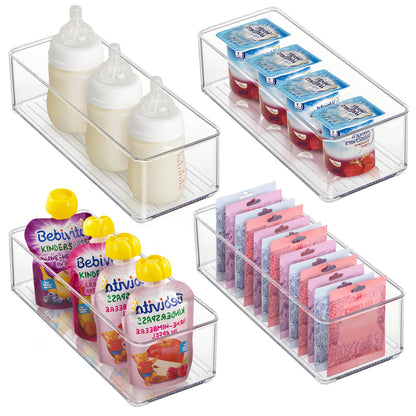 Heyuzb 8 PACK Freezer Organizer Bins Fridge Organizers and Storage Stackable Refrigerator Organizers Bins with Side Handles Clear Storage Bins for Pantry, Under Sink, Kitchen Cabinet