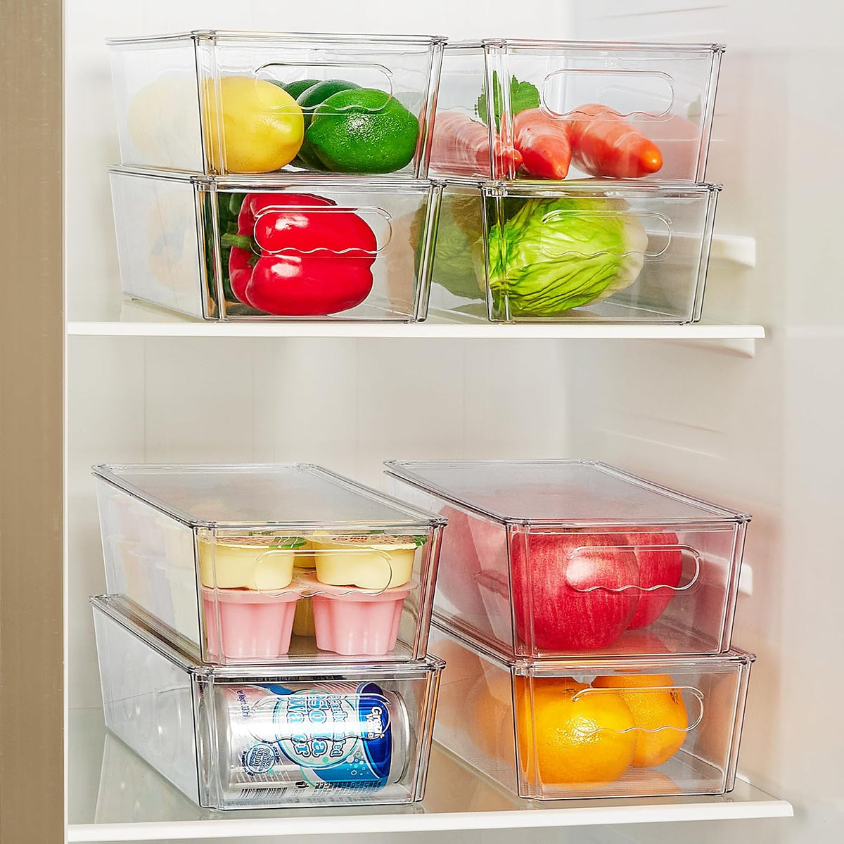 Vtopmart 4pcs Clear Stackable Storage Bins with Lids