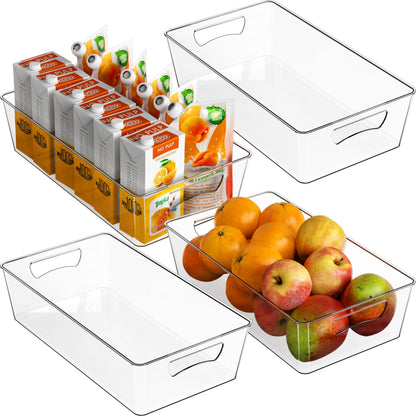 Simple Houseware 4 Pcs Pantry Clear Bin Storage Organizer, 14" x 7" x 3.75"