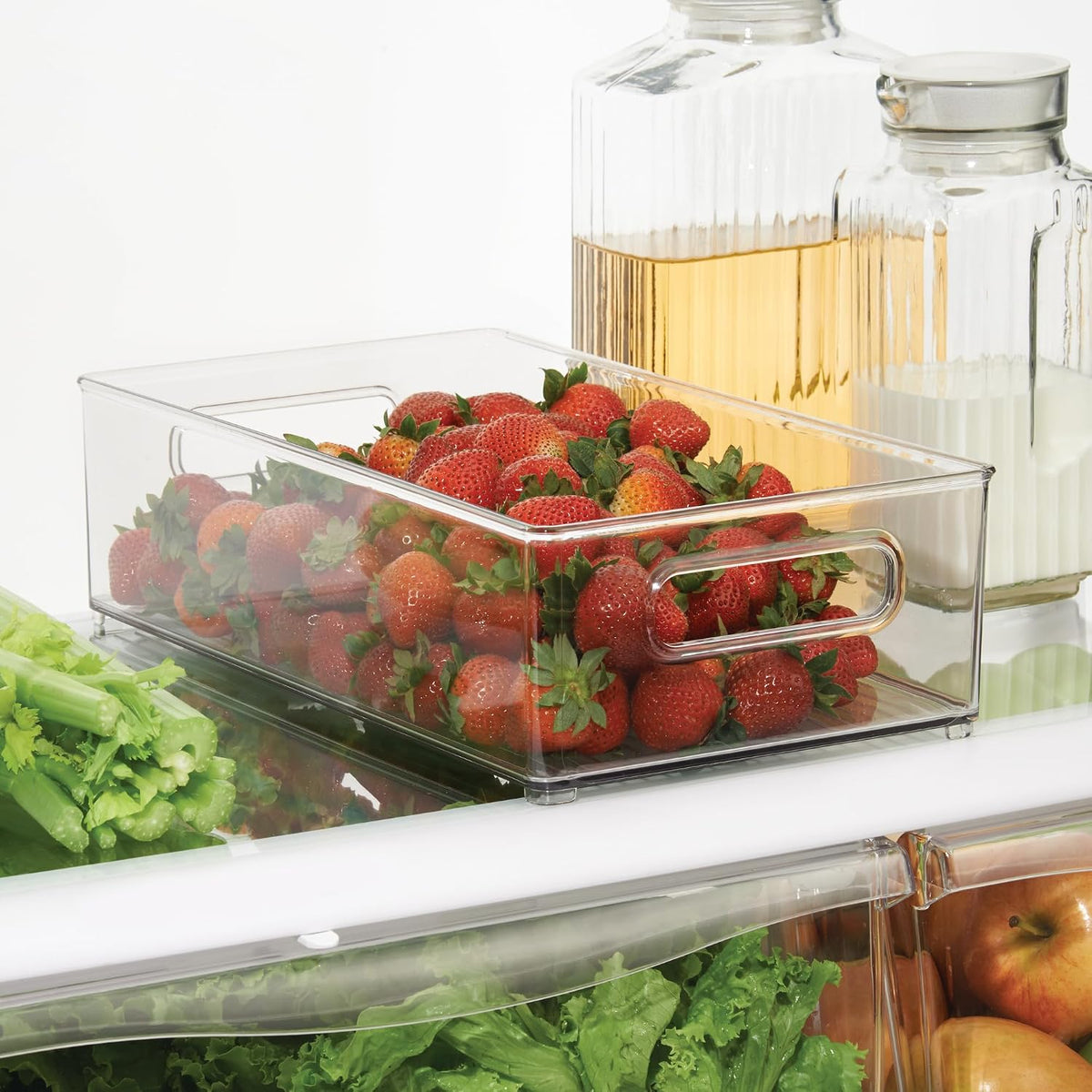 iDesign Stackable Fridge Bin, Clear, Set of 2