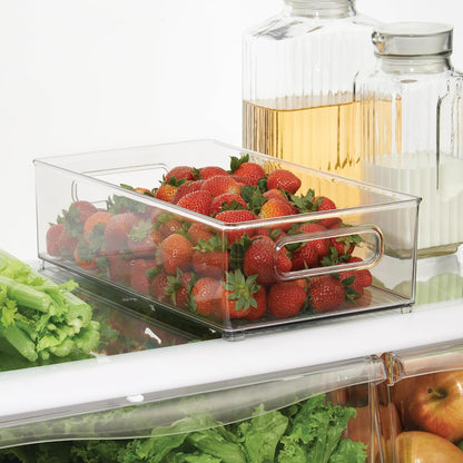 iDesign Stackable Fridge Bin, Clear, Set of 2
