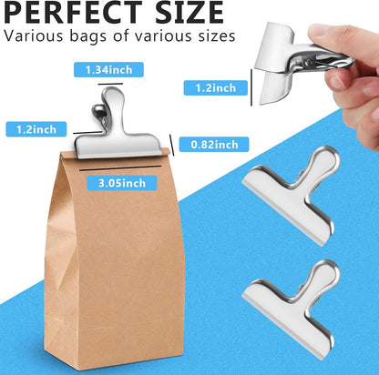 FINDMAG Bag Clips, 8 Pack Chip Clip Set for Kitchen Storage Use, Silver