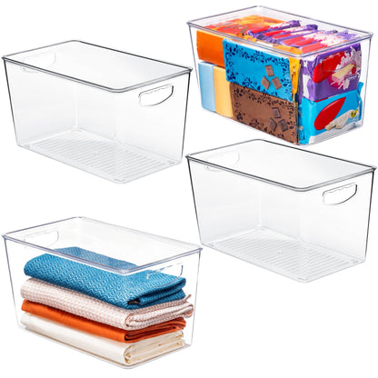 theaoo Large Clear Storage Bins with Lids, Stackable Containers, 8 Pack