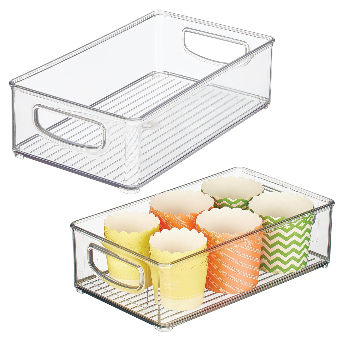 iDesign Stackable Pantry Bin with Handles, Set of 2, Clear