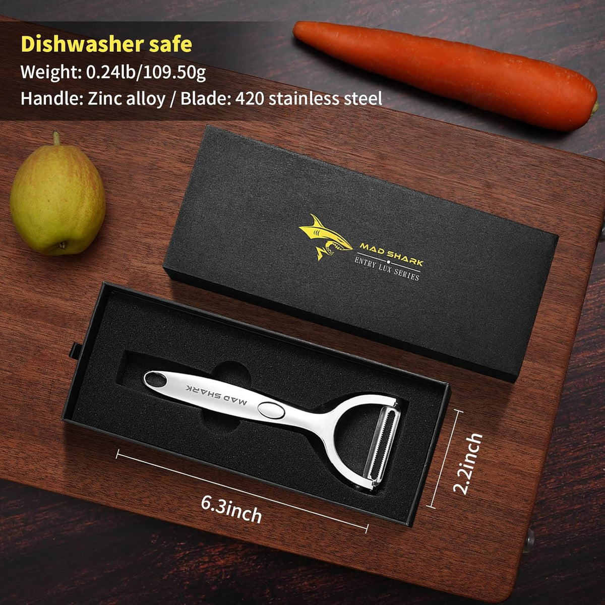 MAD SHARK Vegetable Peeler,Ultra Sharp Y Serrated Blade Peelers for Kitchen