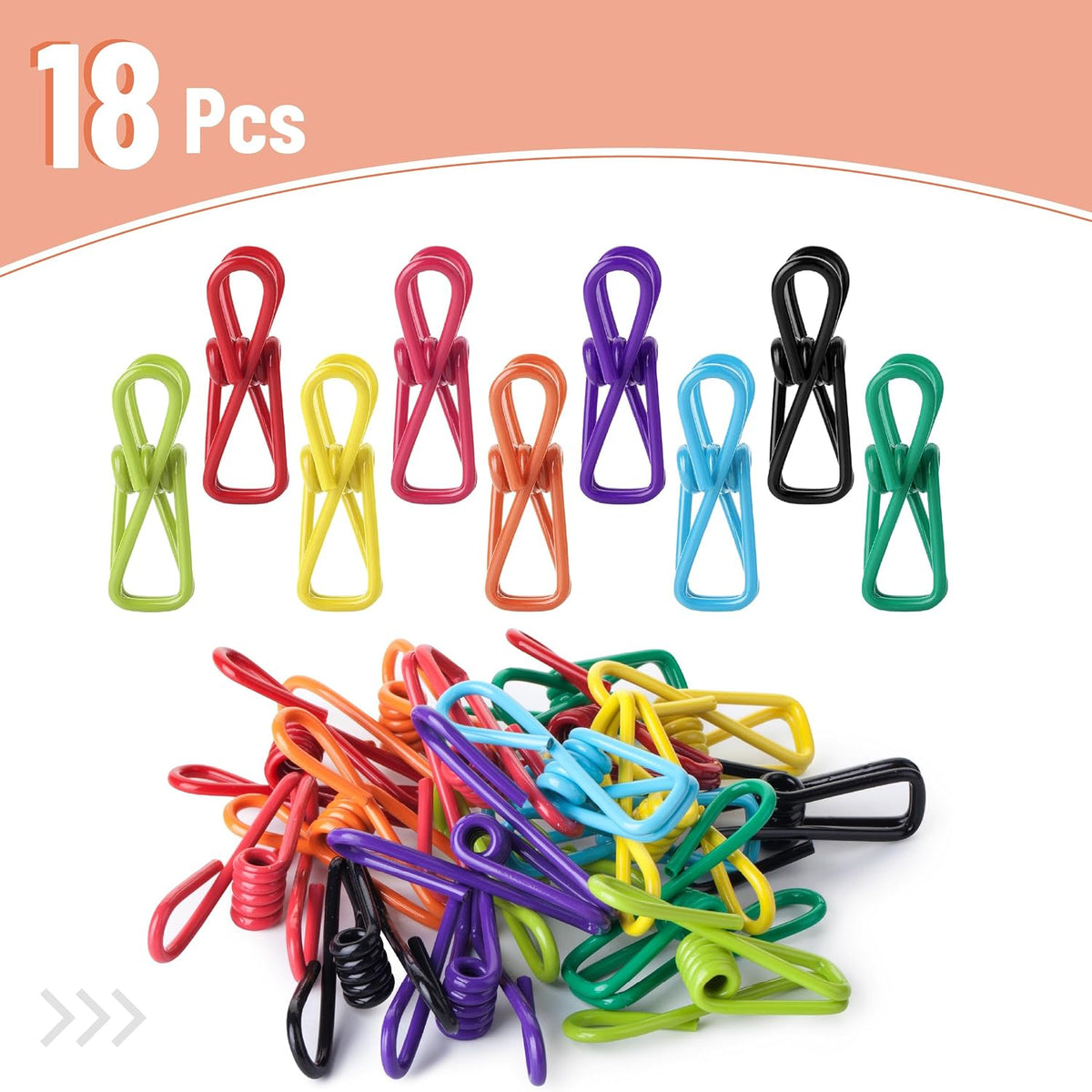 Mr. Pen- PVC-Coated Utility Clips, 2 Inch, 18 Pack, Colorful