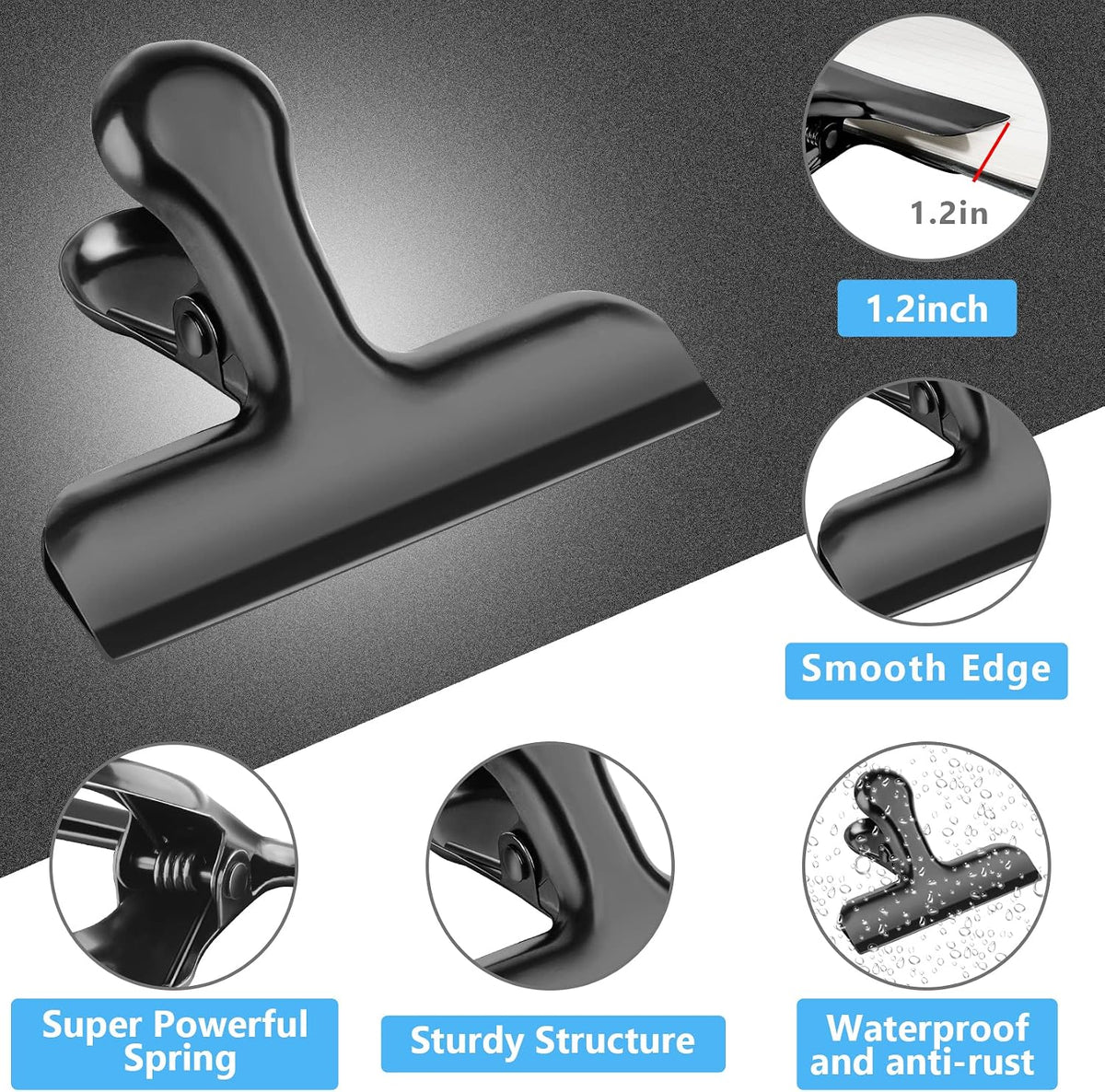 FINDMAG 8 Pack Chip Clips, Black Bag Clips for Home Pantry Use