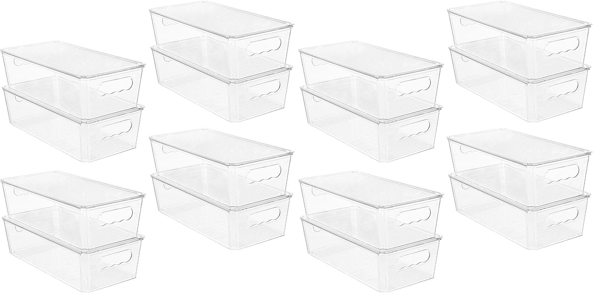 Vtopmart 4pcs Clear Stackable Storage Bins with Lids