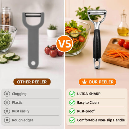 Ultra-Sharp Vegetable Julienne Peeler for Salad: Shreds in Seconds