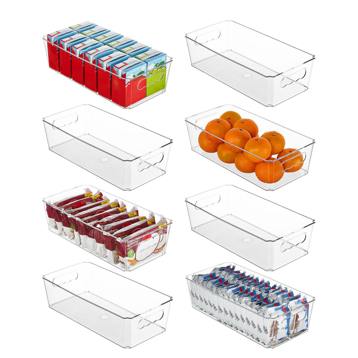 Vtopmart 4pcs Clear Stackable Storage Bins with Lids