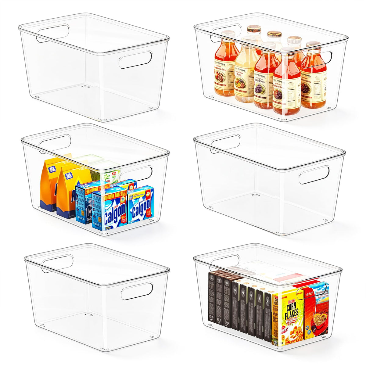 8 Pack Clear Stackable Storage Bins with Lids and Handles, XLarge