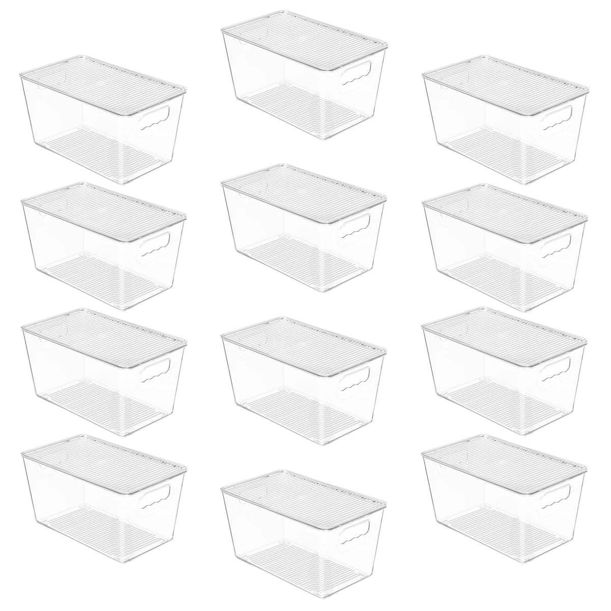 Vtopmart 4 Pack Clear Stackable Storage Bins with Lids and Handles, Large