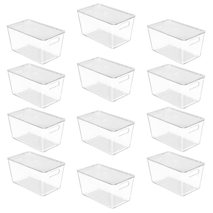 Vtopmart 4 Pack Clear Stackable Storage Bins with Lids and Handles, Large