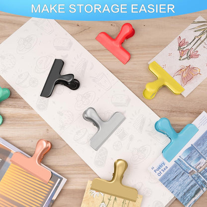 12 Pack Stainless Steel Chip Clips, Bag Clips for Food, Heavy Duty Chip & Bag Clip for Kitchen and Office to Seal Coffee Bags, Paper Sheets, Metal Clip Air Tight Seal-3 Inches (Black)