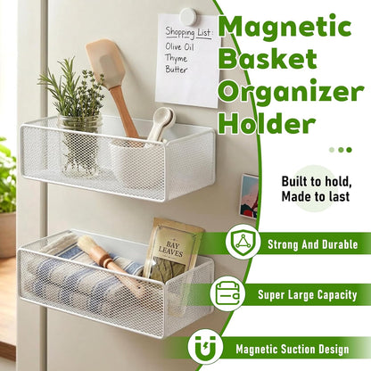 2 Pcs Magnetic Basket For Fridge