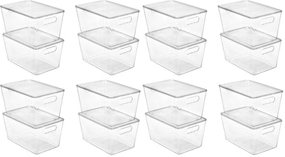 Vtopmart 8 Pack Clear Stackable Storage Bins with Lids and Handles, XLarge