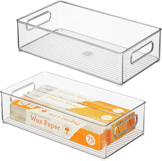 iDesign Stackable Fridge Bin, Clear, Set of 2