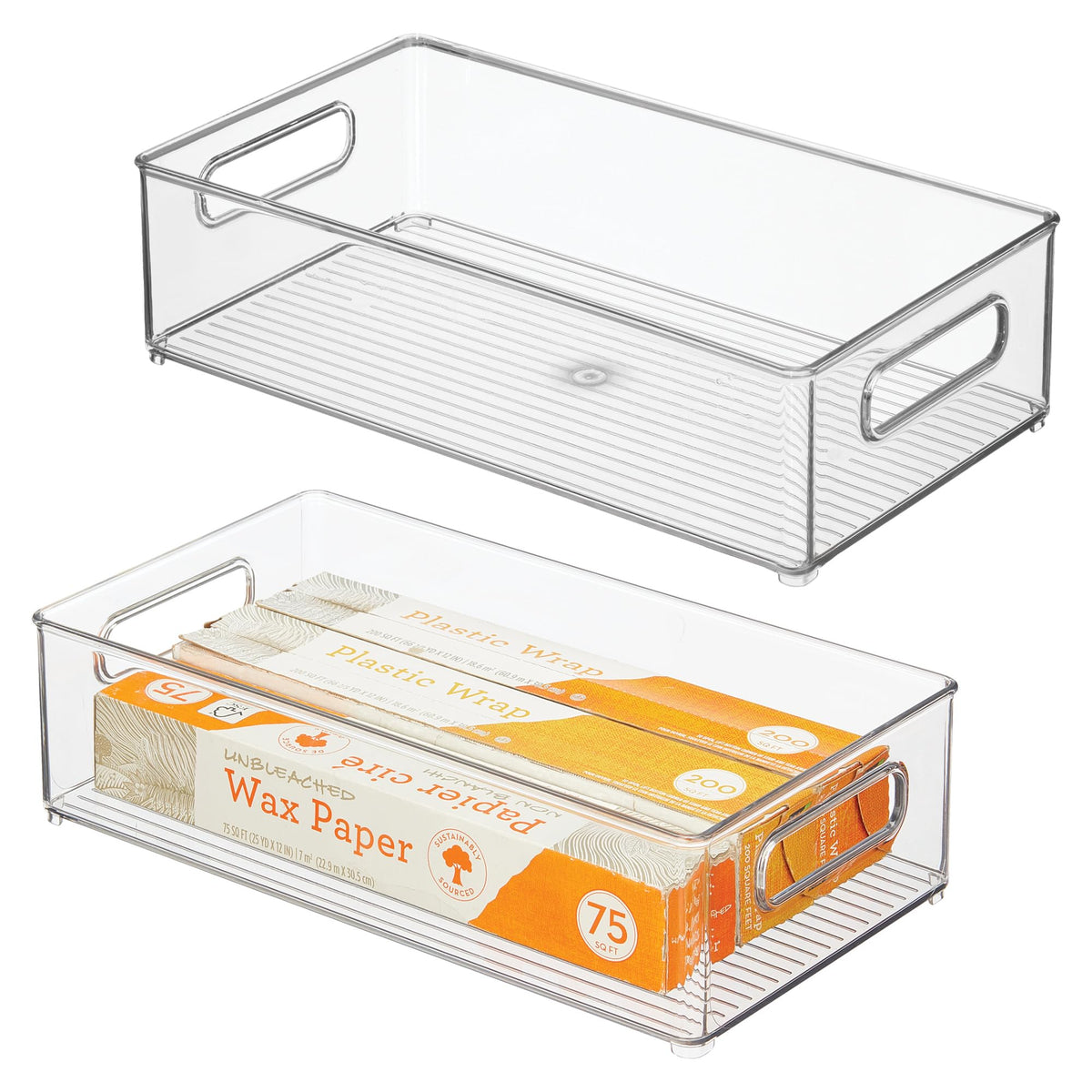 iDesign Stackable Fridge Bin, Clear, Set of 2