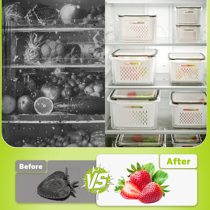 5 Pack Fruit Storage Containers for Fridge, Plastic Fruit Containers Set