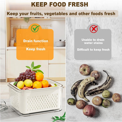 Dayacoco Fruit Storage Containers for Fridge 4 Pcs with Drain Basket