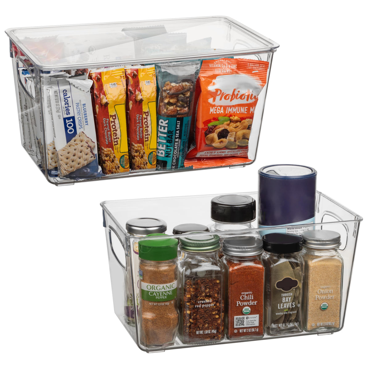 CLEARSPACE Plastic Storage Bins With lids – Perfect Kitchen Fridge Organizer, Pantry Organization, Cabinet Organizers (4 Pack)