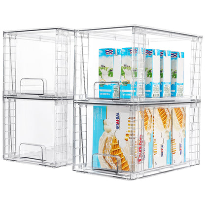 Vtopmart 4 Pack Stackable Clear Drawer with Dividers
