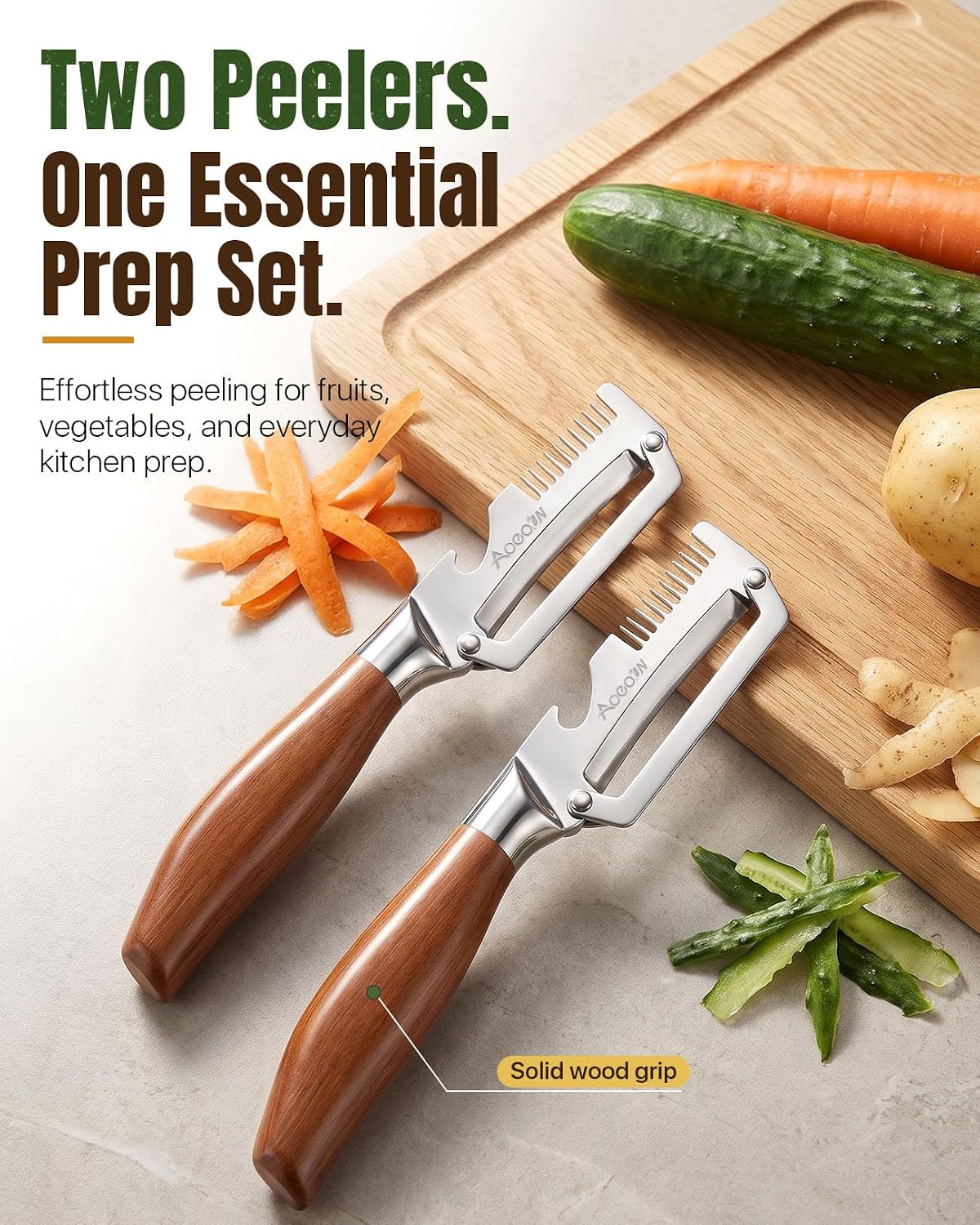 2 Pack Multi Vegetable Peeler, 3-in-1 Peeler For Kitchen with Bottle Opener