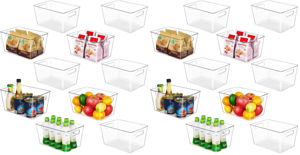 YIHONG Clear Pantry Storage Organizer Bins, 10 Pack Plastic Food Storage Bins with Handle for Kitchen,Refrigerator, Freezer,Cabinet Organization and Storage
