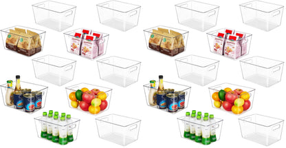 YIHONG Clear Pantry Storage Organizer Bins, 10 Pack Plastic Food Storage Bins with Handle for Kitchen,Refrigerator, Freezer,Cabinet Organization and Storage