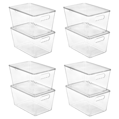 Vtopmart 4 Pack Clear Stackable Storage Bins with Lids and Handles, Large
