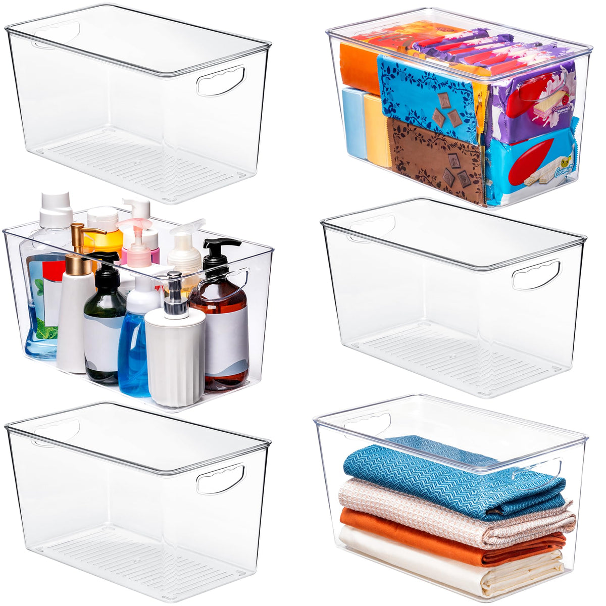 theaoo Large Clear Storage Bins with Lids, Stackable Containers, 8 Pack
