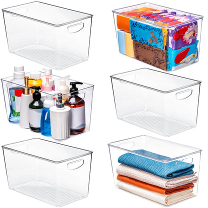 theaoo Large Clear Storage Bins with Lids, Stackable Containers, 8 Pack