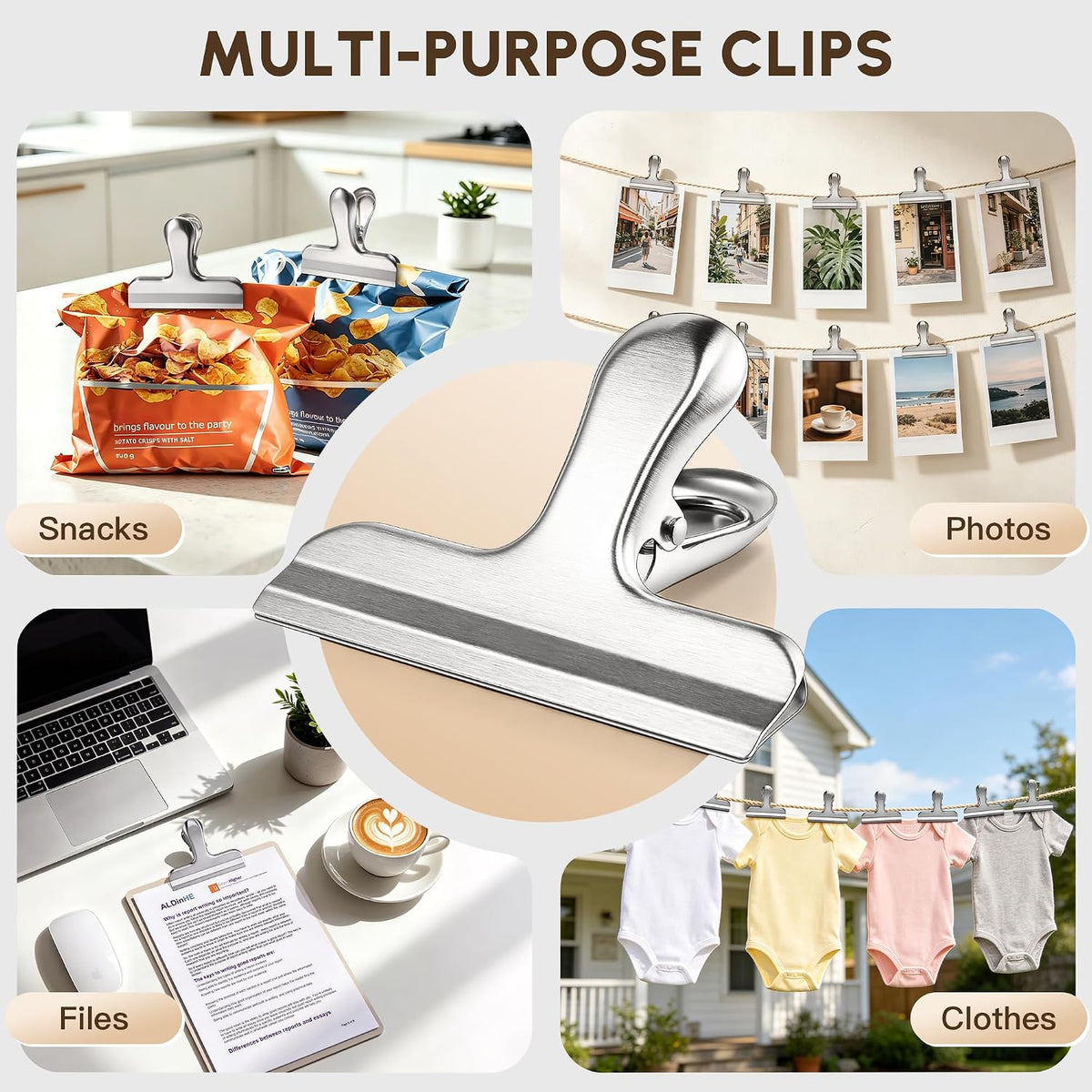 10PCS 3 Inch Chip Clips, Snap Food Bag Paper Clamps for Kitchen Office