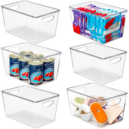 theaoo Large Clear Storage Bins with Lids, Stackable Containers, 8 Pack