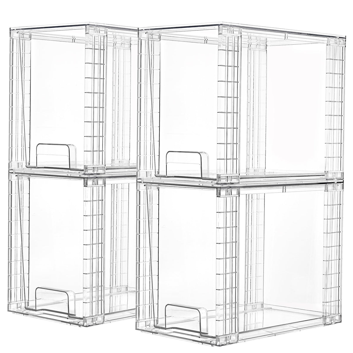 Vtopmart 4 Pack Stackable Clear Drawer with Dividers
