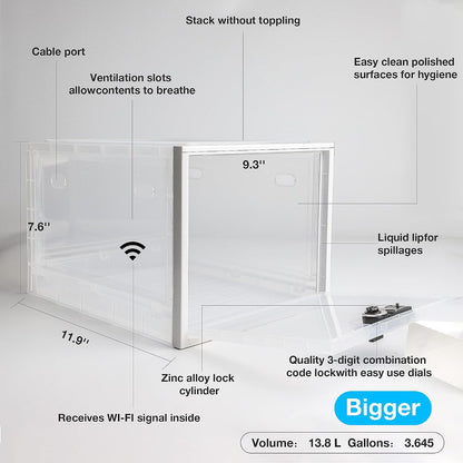 SANIDIKA Large Lockbox Medicine Lock Box - Refrigerator Lockable Boxes for Food Storage - Childproof First AID Locking Cabinet Pill Case Medical Organizer Bin - Mobile Tablet Locker Cell Phone Jail